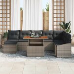 vidaXL Ensemble de canapé de jardin 9 Pièces Gris Poly rotin