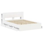 vidaXL Cadre de lit avec rangement avec tête de lit Blanc 150 x 200 cm