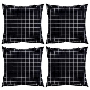 vidaXL Coussins Éparpillés À carreaux 4 Pièces Carreaux Noirs 40 x 40 cm