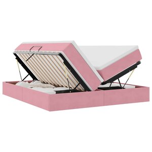 vidaXL Lit avec rangement et matelas Rose 200 x 200 cm Velours