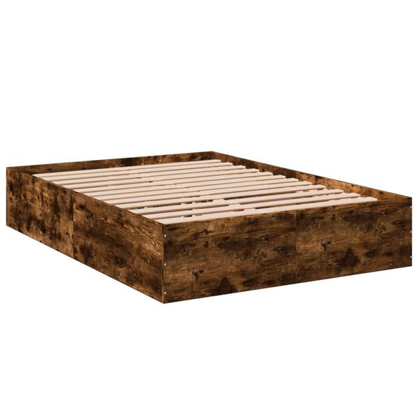 vidaXL Cadre de lit chêne fumé 120x190 cm bois d'ingénierie