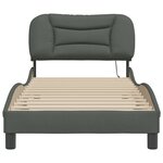 vidaXL Cadre de lit avec lumières LED gris foncé 90x200 cm tissu