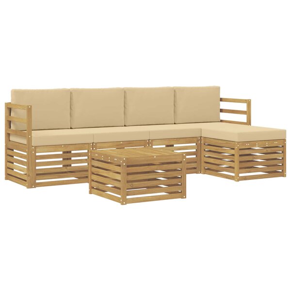 vidaXL Ensemble de canapés d'extérieur 6 Pièces Blanc et Beige Polyester