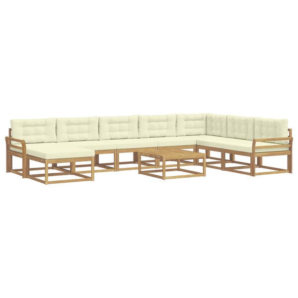vidaXL Ensemble de canapés d'extérieur 9 pc Blanc et crème