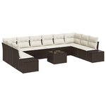 vidaXL Ensemble de Canapé de Jardin 10 Pièces avec Coussins Gris Rattan Poly