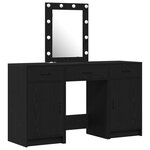 Set de table de maquillage 3 pièces avec éclairage LED en bois noir