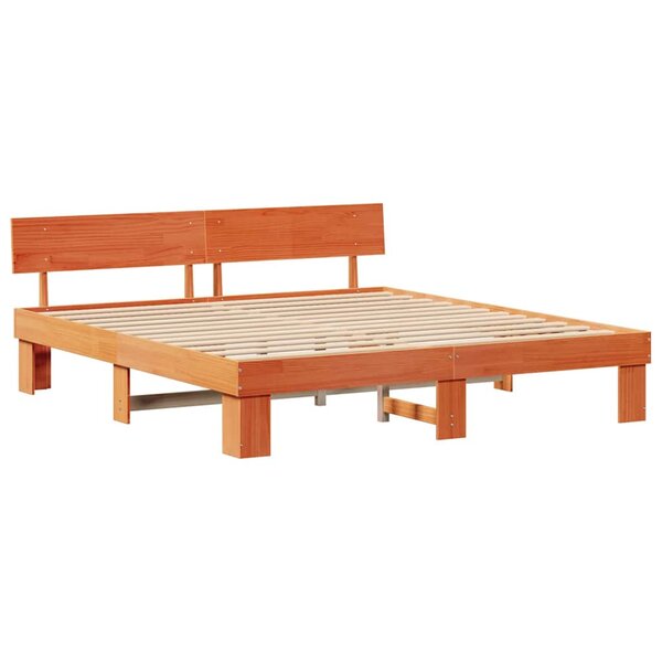 vidaXL Cadre de lit Marron cire 200 x 200 cm Bois massif en pin