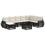vidaXL Ensemble de canapé de jardin 9 Pièces Noir et blanc crème
