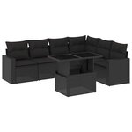 vidaXL Salon de jardin 7 Pièces avec coussins noir résine tressée