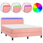 vidaXL Sommier à lattes de lit avec matelas LED Rose 140x200cm Velours