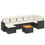 vidaXL Salon de jardin 8 Pièces avec coussins noir résine tressée