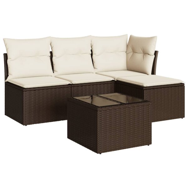 vidaXL Salon de jardin avec coussins 5 Pièces marron résine tressée