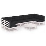 vidaXL Salon de jardin avec coussins 8 Pièces blanc bois de pin massif