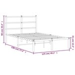 vidaXL Cadre de lit métal sans matelas avec tête de lit noir 120x190cm