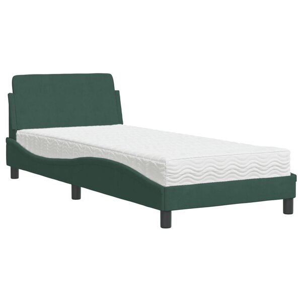 vidaXL Lit avec matelas vert foncé 90x200 cm velours