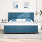vidaXL Lit à ressorts avec matelas Bleu foncé 200 x 200 cm Velours