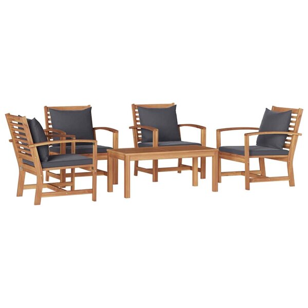 Ensemble de canapé de jardin 5 Pièces Naturel Bois de teck solide
