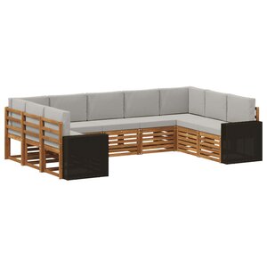 vidaXL Ensemble de canapés d'extérieur 9 pc Naturel et gris clair