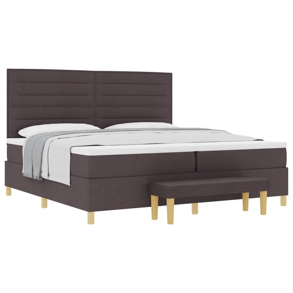vidaXL Lit à ressorts avec matelas Marron foncé 200 x 200 cm tissu