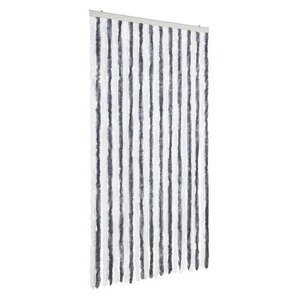 vidaXL Rideau anti-mouches gris et blanc 100x230 cm chenille