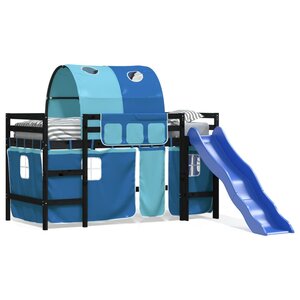 vidaXL Lit mezzanine enfants avec tunnel sans matelas bleu 90x190 cm