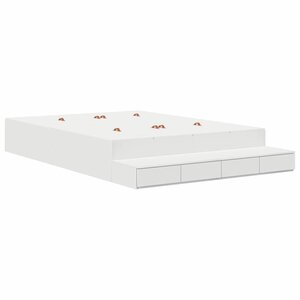 vidaXL Cadre de lit avec rangement Blanc 236 5 x 160 x 31 5 cm
