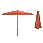 vidaXL Parasol d'extérieur avec mât en bois 350 cm Terre cuite