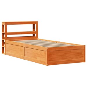 vidaXL Cadre de lit avec tête de lit cire marron 75x190 cm bois de pin