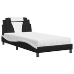 vidaXL Lit avec matelas noir et blanc 100x200 cm similicuir