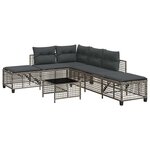 vidaXL Salon de jardin d'angle avec coussins 3 Pièces gris résine tressée