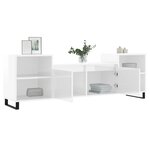 vidaXL Meuble TV Blanc brillant 160x35x55 cm Bois d'ingénierie