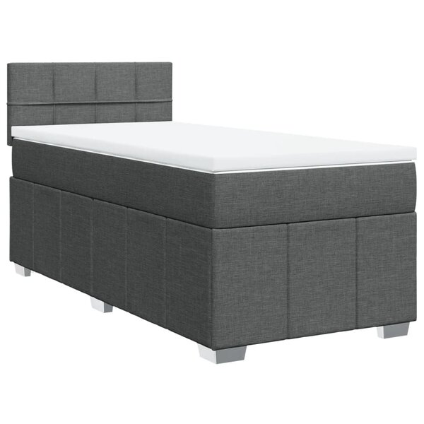vidaXL Sommier à lattes de lit avec matelas Gris foncé 80x200 cm Tissu