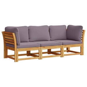 vidaXL Salon de jardin 3 Pièces avec coussins bois massif d'acacia