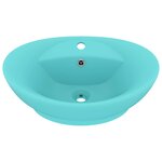 vidaXL Lavabo ovale à trop-plein Vert clair mat 58 5x39 cm Céramique