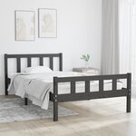 vidaXL Cadre de lit Gris Bois massif 100x200 cm