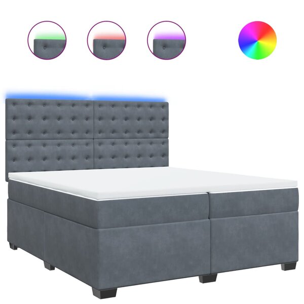 vidaXL Sommier à lattes de lit et matelas Gris foncé 200x200cm Velours