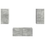 vidaXL Ensemble meuble TV 2 Pièces Gris béton Bois d'ingénierie