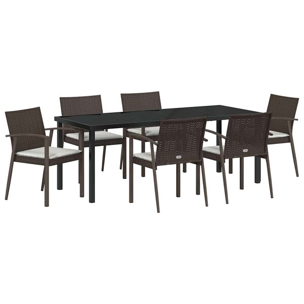 vidaXL Ensemble de salle à manger pour jardin 7 Pièces Marron et Noir