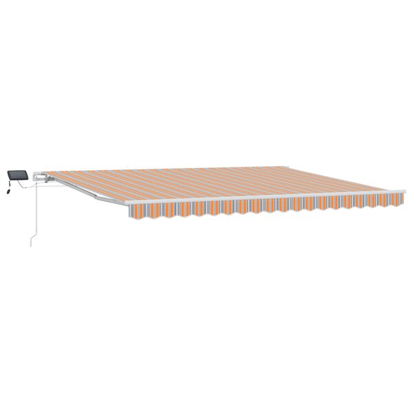 vidaXL Store rétractable manuel avec rayures multicolores et LED 450x350 cm