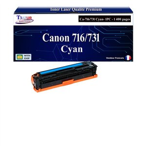 T3AZUR -Toner compatible avec Canon 716/731 (1979B002/6271B002) pour Canon LBP5050 LBP7100Cn LBP7110Cw MF623Cn MF628Cw MF8030CN MF8040CN MF8050CN MF8080CW MF8230Cn MF8280Cw - Cyan