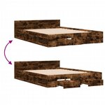 vidaXL Cadre de lit et tiroirs chêne fumé 120x200 cm bois d'ingénierie