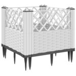 vidaXL Jardinière avec piquets blanc 43 5x43 5x43 5 cm PP