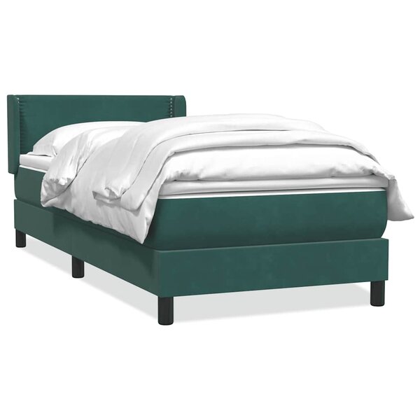vidaXL Sommier à lattes de lit et matelas vert foncé 90x210 cm velours