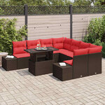 vidaXL Ensemble de Canapés 9 Pièces Marron et rouge polyrotin