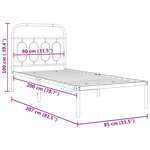 vidaXL Cadre de lit métal sans matelas avec tête de lit noir 80x200 cm