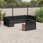 vidaXL Salon de jardin 12 Pièces avec coussins noir résine tressée