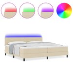 vidaXL Lit à ressorts avec matelas et LED crème 200x200 cm en tissu