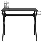 vidaXL Bureau de jeu avec pieds en forme de K Noir 90x60x75 cm
