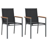 vidaXL Chaises de jardin lot de 2 noir 55x61 5x90cm textilène et acier