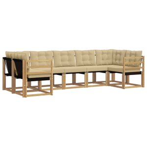 vidaXL Ensemble de canapés d'extérieur 7 Pièces Blanc et Beige